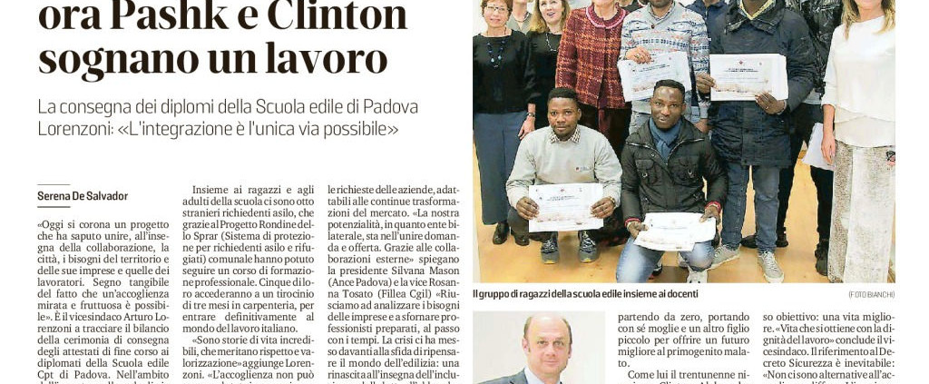 rassegna stampa scuola edile padova - mattino di padova 13-01-2019